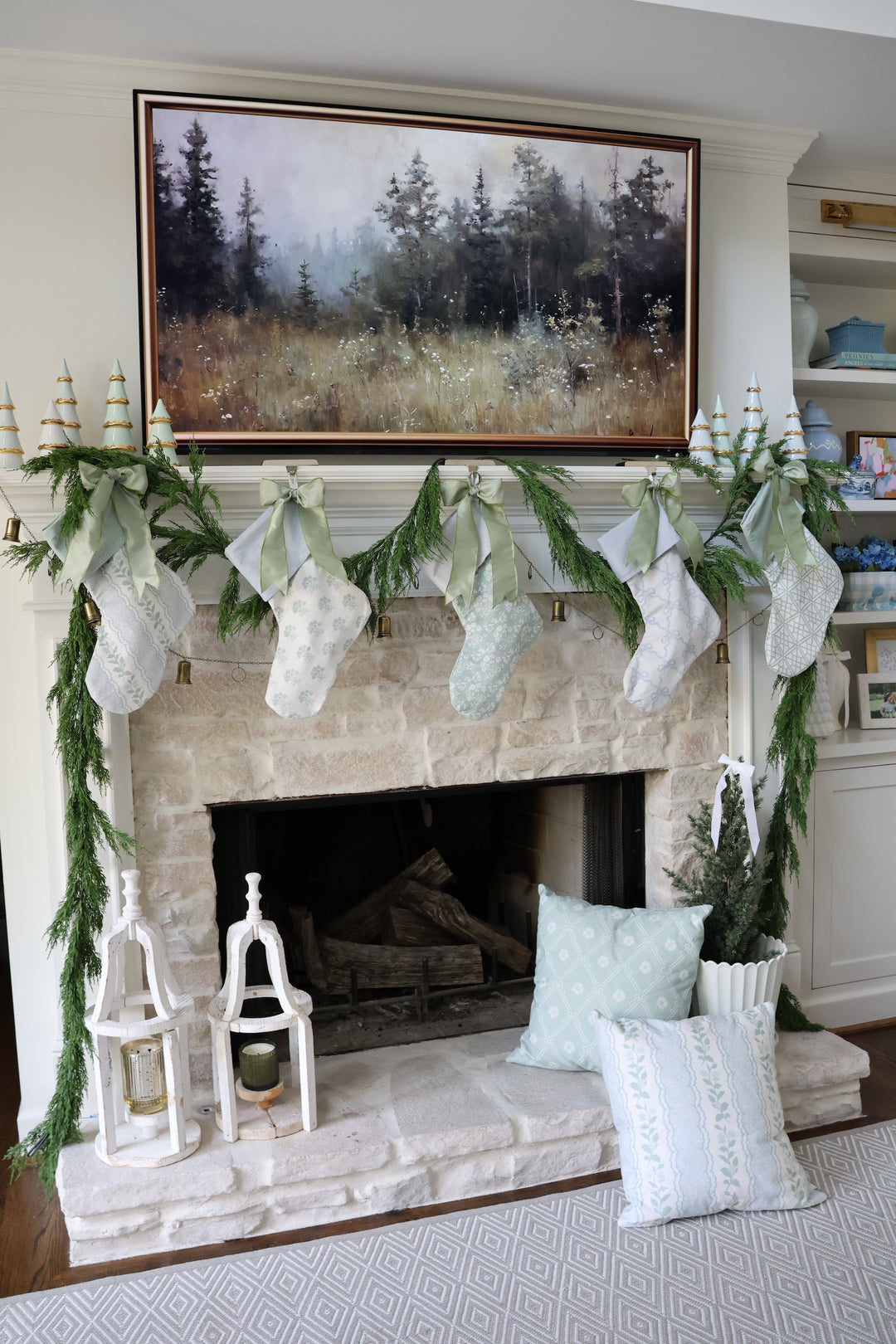 Green Fretwork Christmas Stocking | Chapple Chandler X Nicole Speake