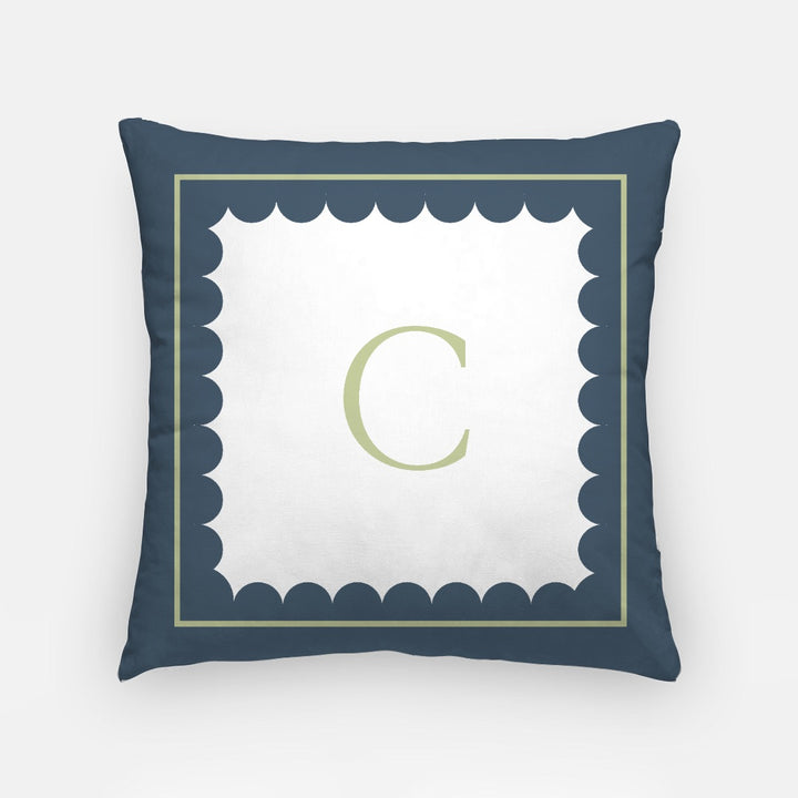 Monogram Pillow in Navy and Green