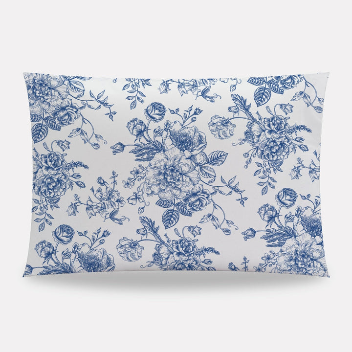 Blue Toddler Pillow Case in Rosecrest Toile