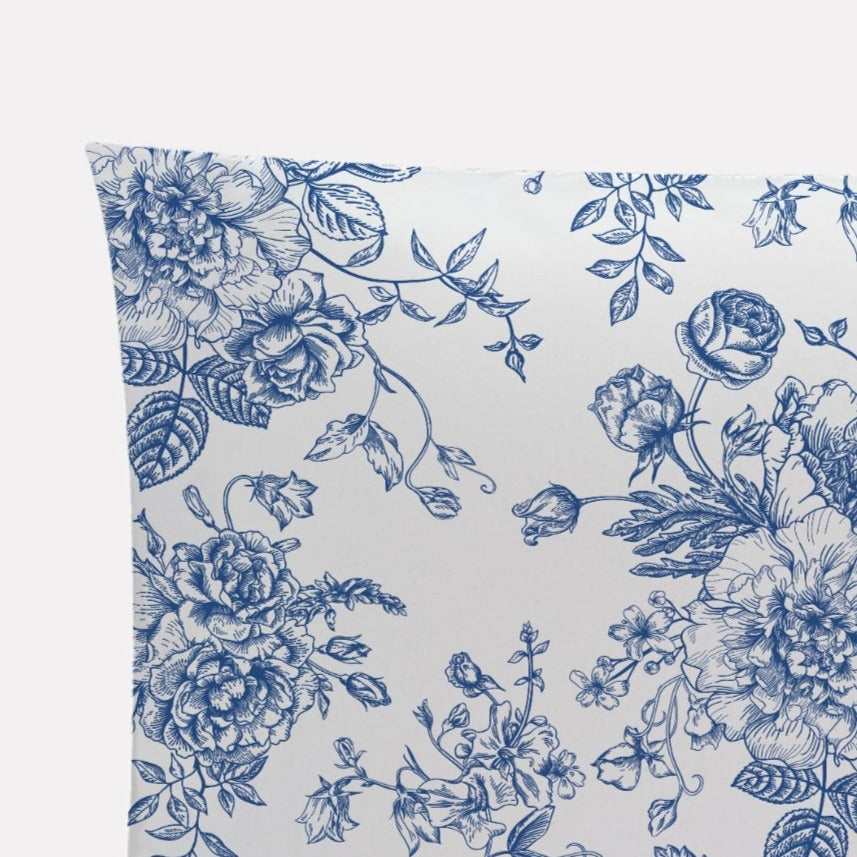 Blue Toddler Pillow Case in Rosecrest Toile