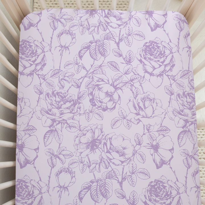 Lilac Floral Crib Sheet in Emmaline