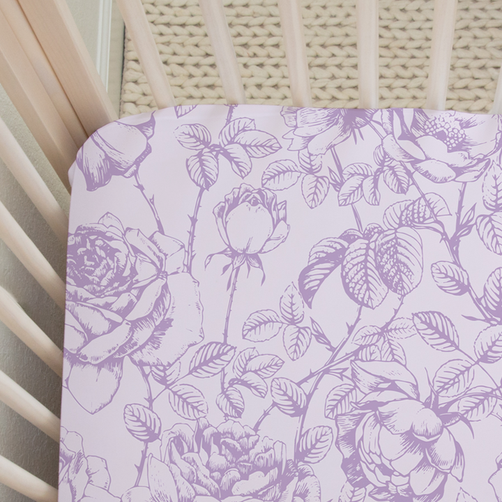 Lilac Floral Crib Sheet in Emmaline