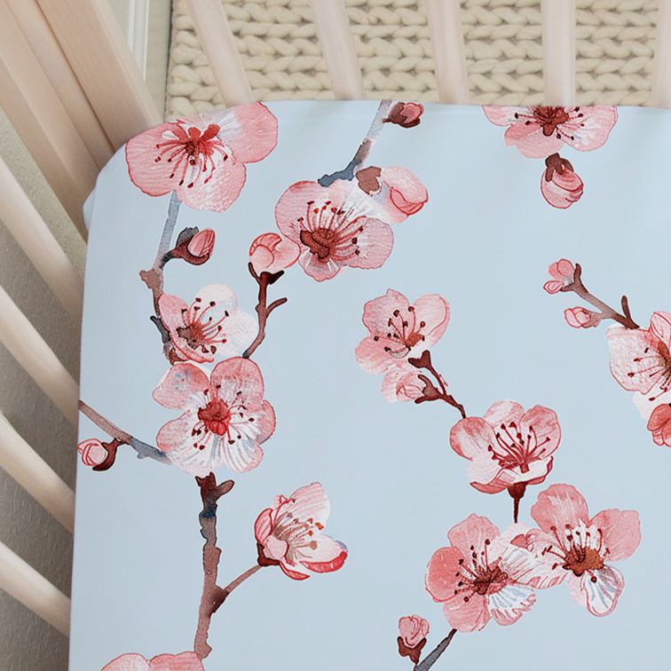 Cherry Blossom Crib Sheet in Sakura