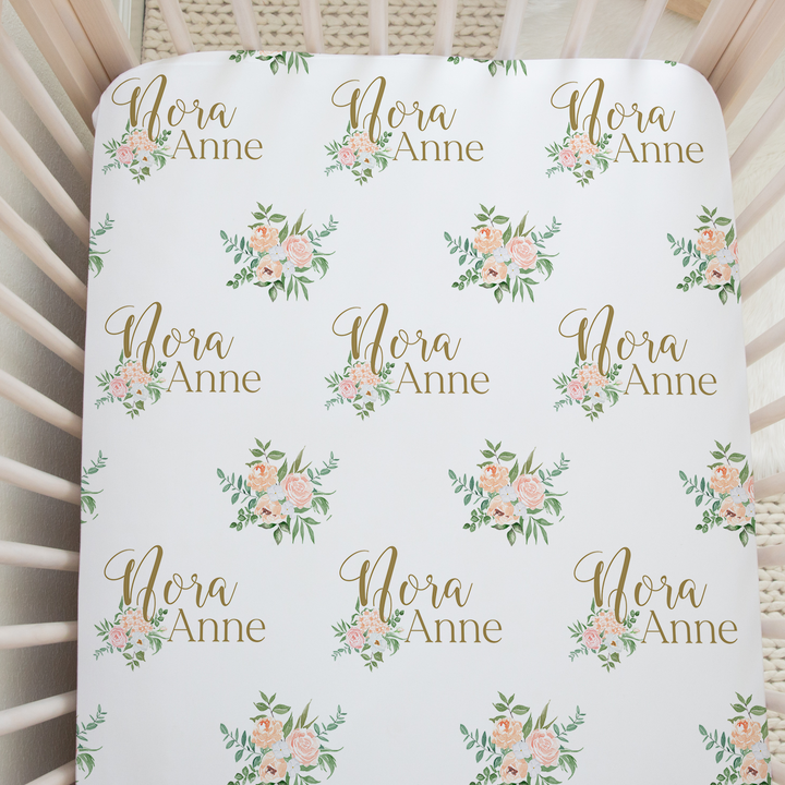 Personalized Name Crib Sheet in Rosette