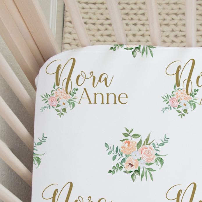 Personalized Name Crib Sheet in Rosette