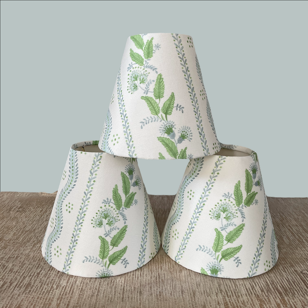 Blue and Green Floral Sconce Shade in Emma Stripe