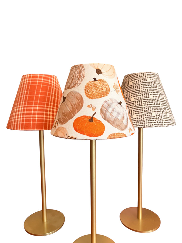 Fall LED Lampshade Covers in Pumpkin &amp; Plaid