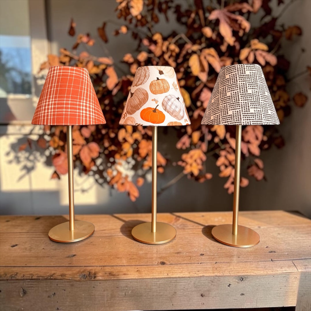 Fall LED Lampshade Covers in Pumpkin &amp; Plaid