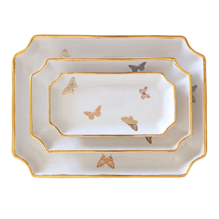 Gilded Butterflies Trays with 22K Gold