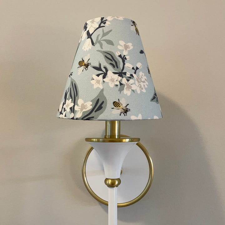 Blue Floral Sconce Shade in Honey Bee