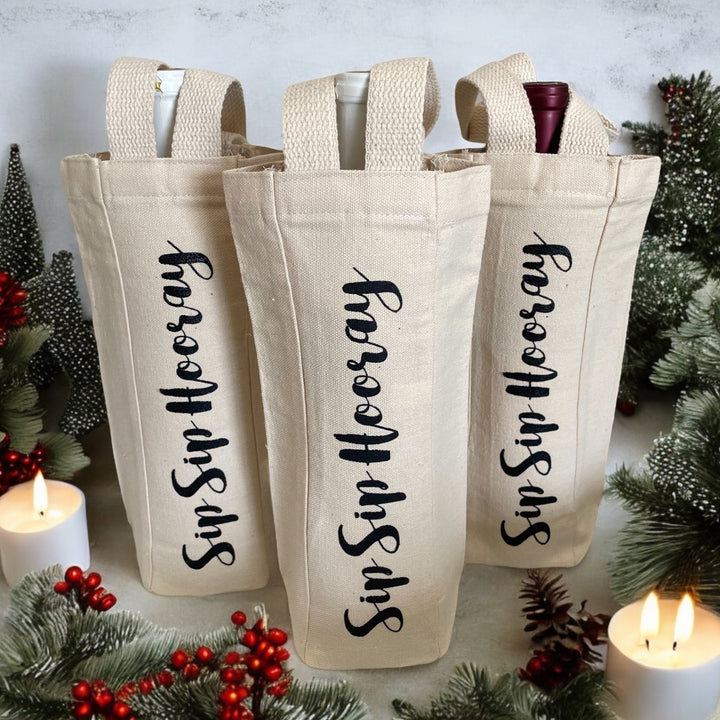 Canvas Wine Tote | Sip Sip Hooray