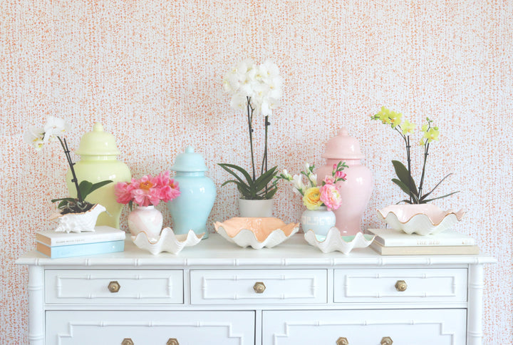 Hydrangea Blue Greek Key Ginger Jars