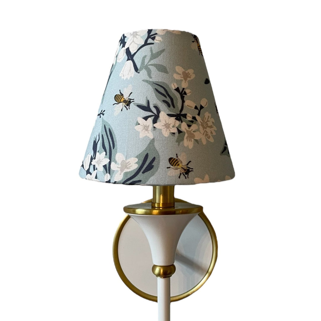 Blue Floral Sconce Shade in Honey Bee