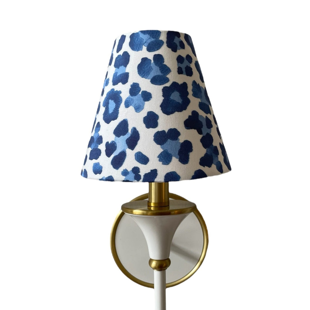 Blue Sconce Shade in Leopard Print