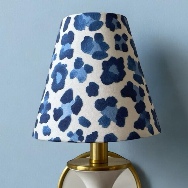 Blue Sconce Shade in Leopard Print