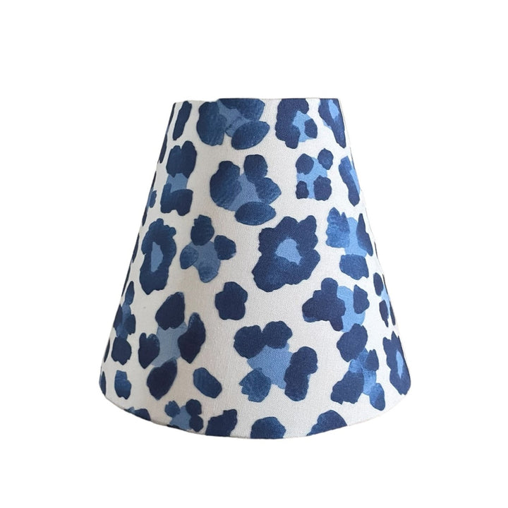 Blue Sconce Shade in Leopard Print