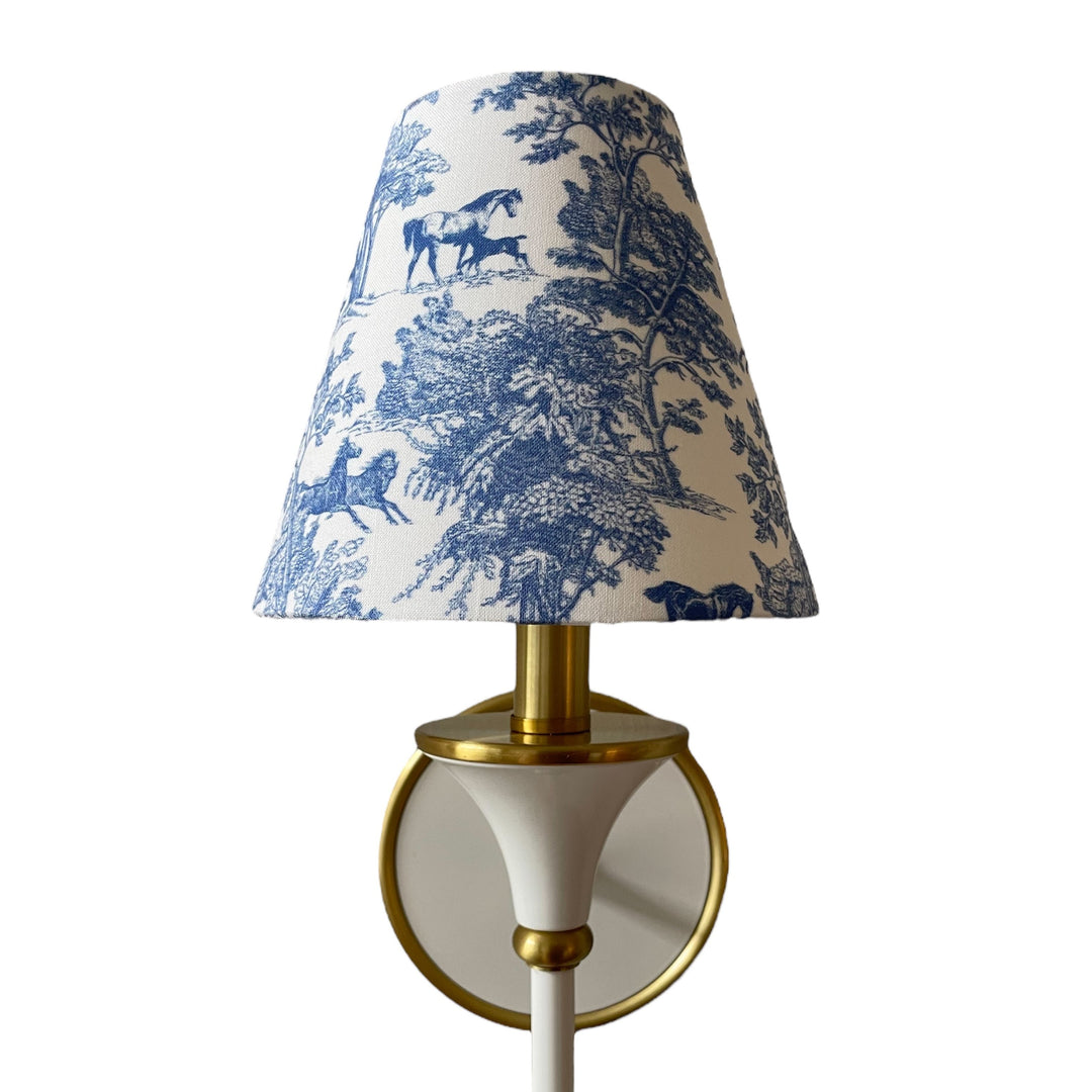 Equestrian Toile Sconce Shade in Blue