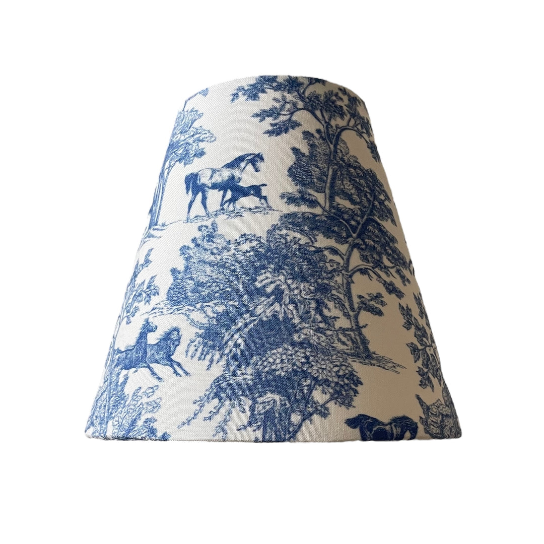 Equestrian Toile Sconce Shade in Blue