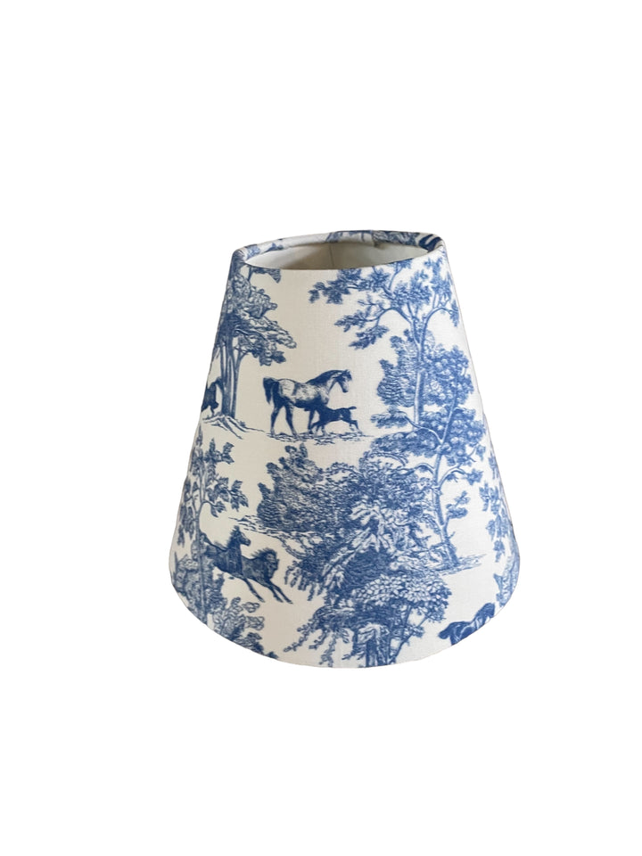 Equestrian Toile Sconce Shade in Blue