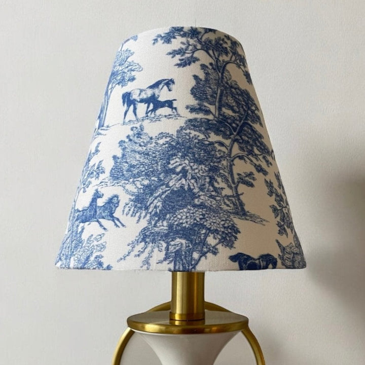 Equestrian Toile Sconce Shade in Blue