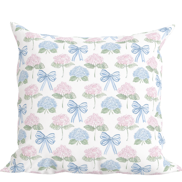 Floral Bow Pillow in Hydrangea Hills