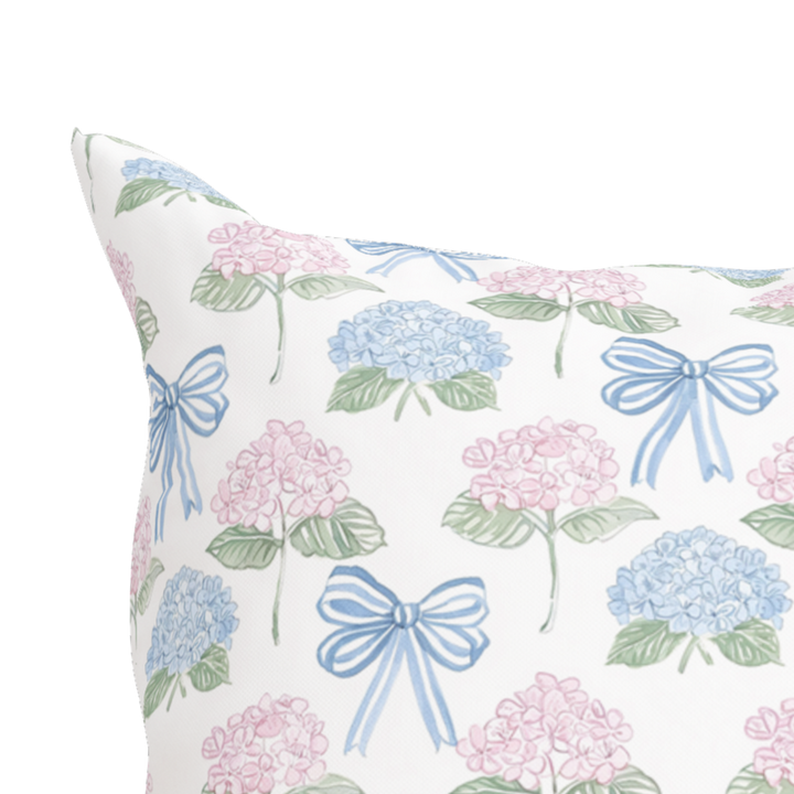 Floral Bow Pillow in Hydrangea Hills