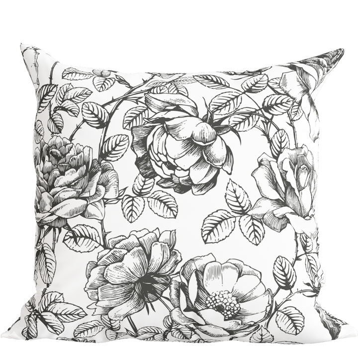 Black and White Floral Pillow in Emmaline