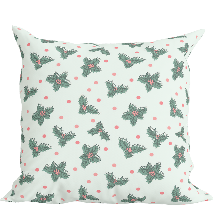 Pastel Christmas Pillow in Holly Berry