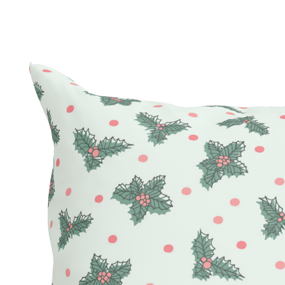 Pastel Christmas Pillow in Holly Berry