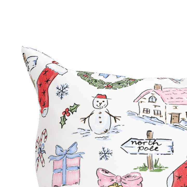 Vintage Christmas Village Pillow