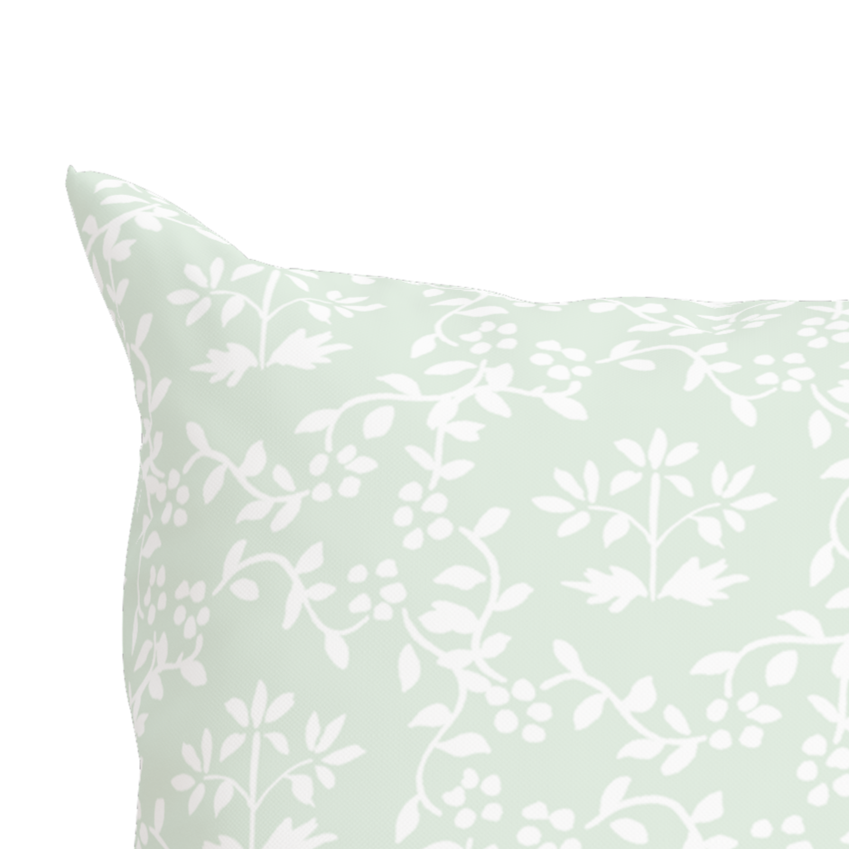 Green Floral Pillow in Primrose