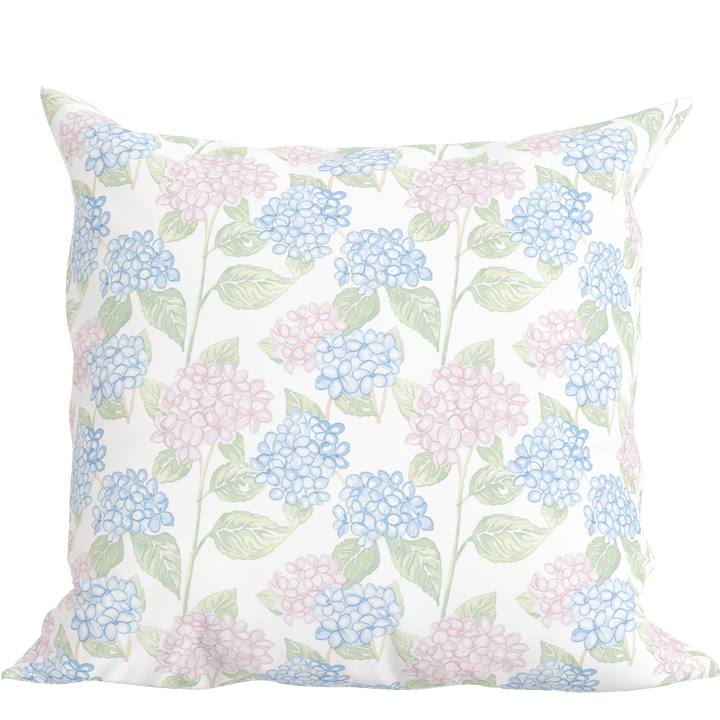 Pink Floral Pillow in Hydrangea Garden