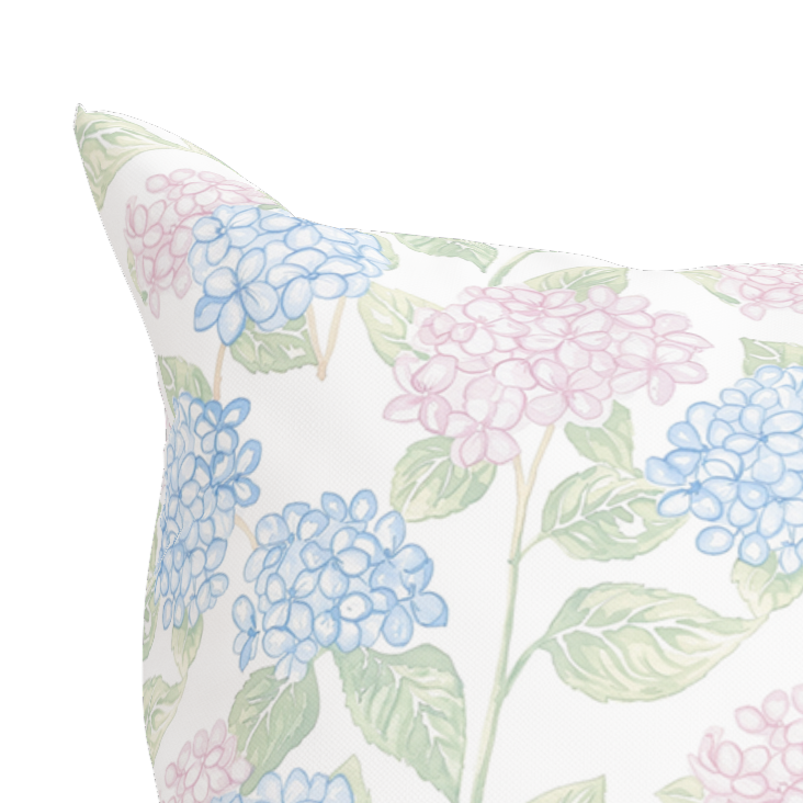 Pink Floral Pillow in Hydrangea Garden