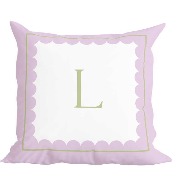 Monogram Pillow in Lilac and Green