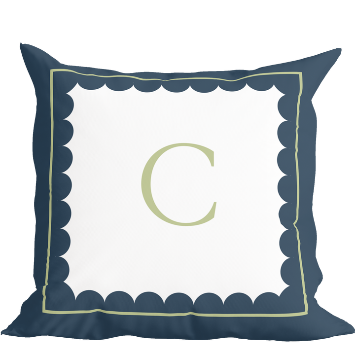 Monogram Pillow in Navy and Green