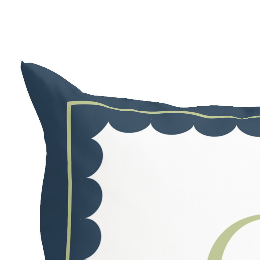 Monogram Pillow in Navy and Green