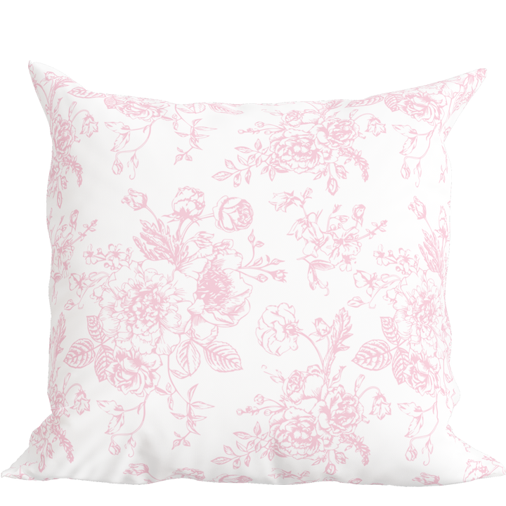 Pink Toile Floral Pillow in Rosecrest