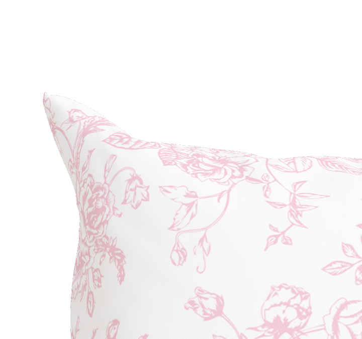 Pink Toile Floral Pillow in Rosecrest