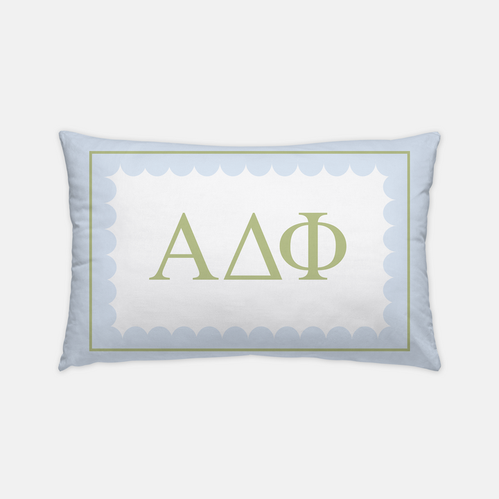 Sorority Letters Pillow in Blue Green