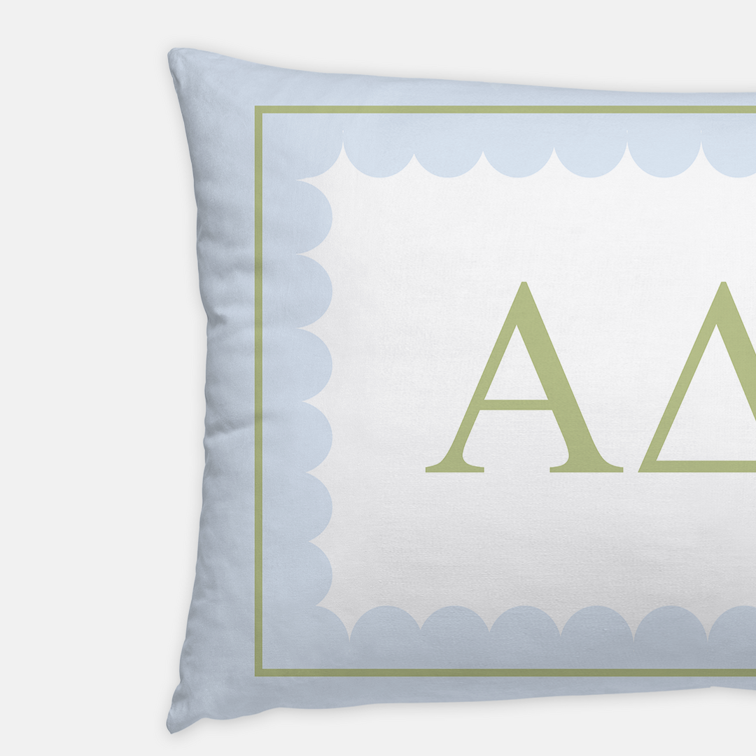 Sorority Letters Pillow in Blue Green