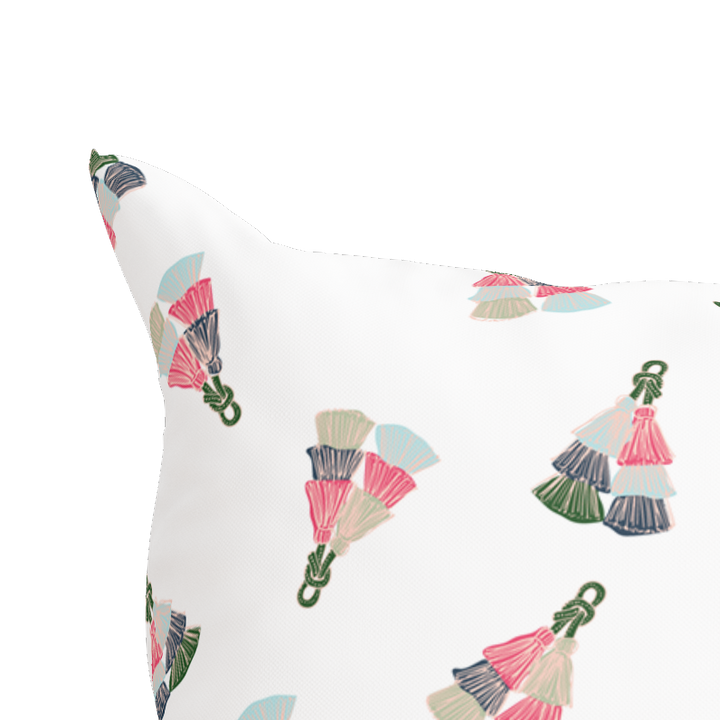 Tassel Toss Pillow in White