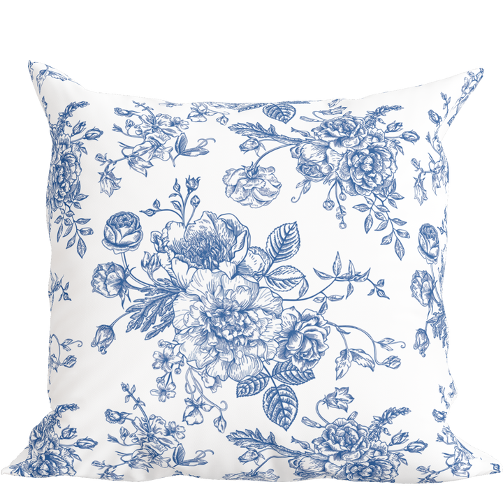 Blue Toile Floral Pillow in Rosecrest