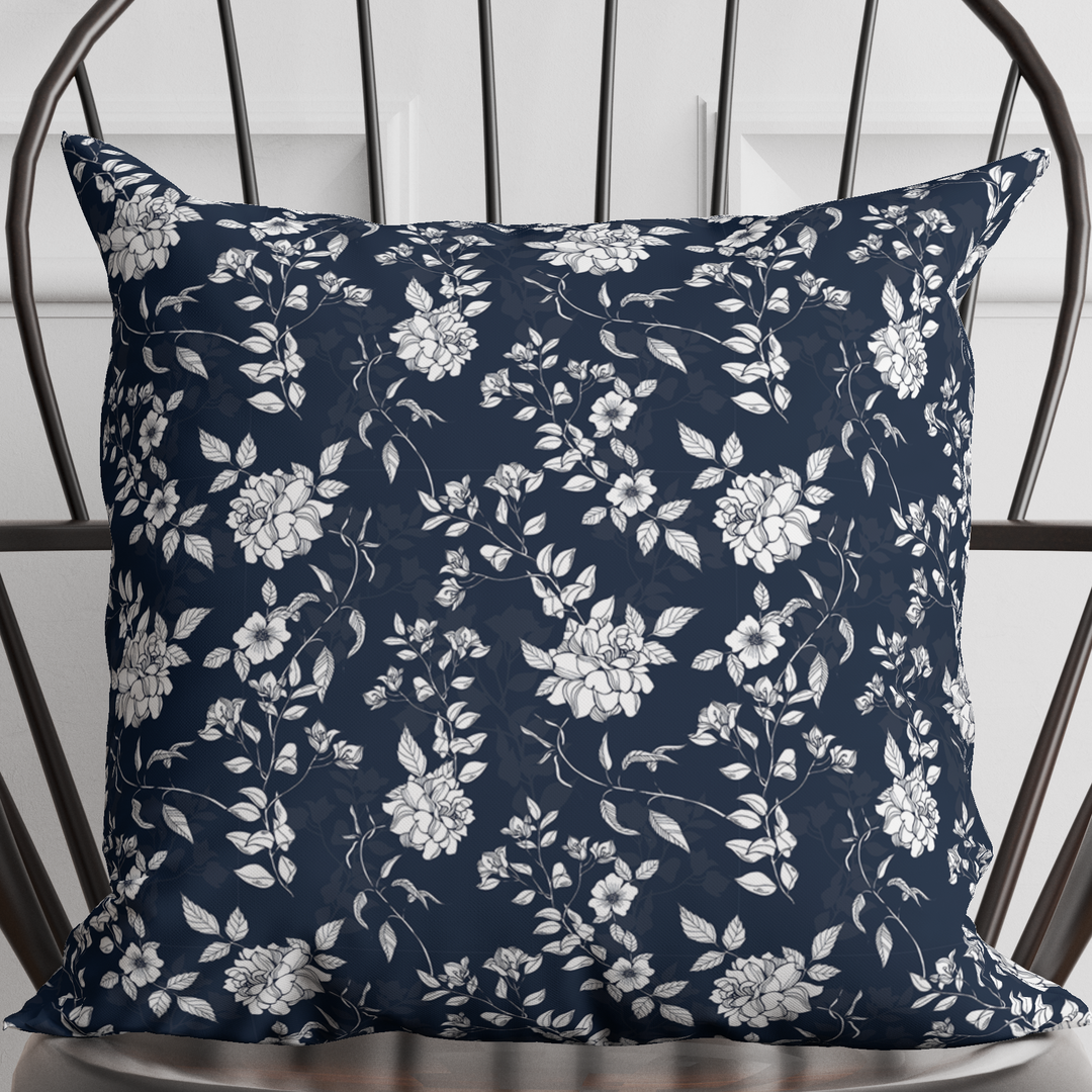 Navy Floral Pillow in Pembroke