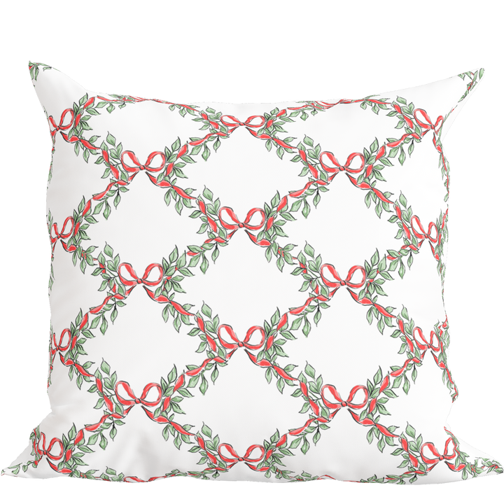 Christmas Bow & Garland Pillow