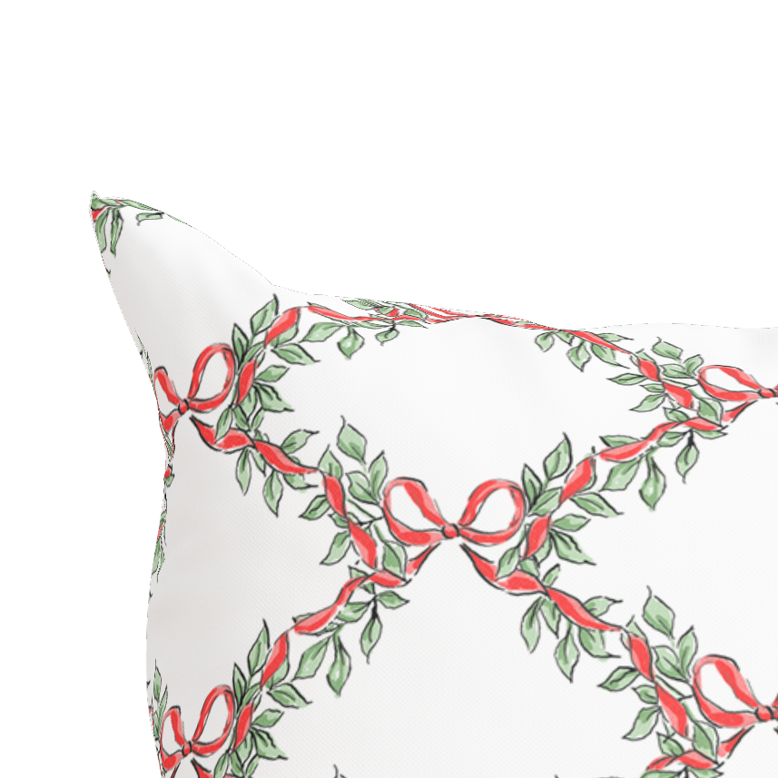 Christmas Bow & Garland Pillow