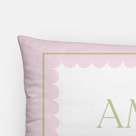 Monogram Lumbar Pillow in Pink Green