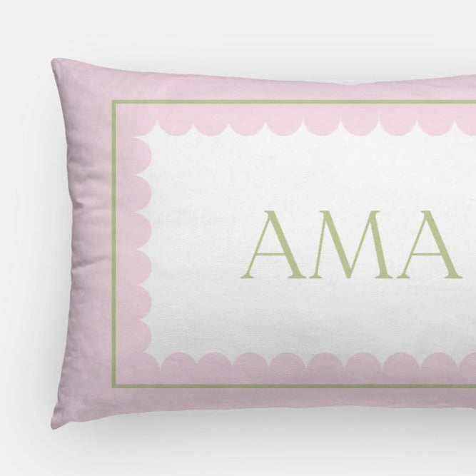 Monogram Lumbar Pillow in Pink Green