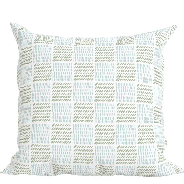 Checkers Pillow in Light Blue Green