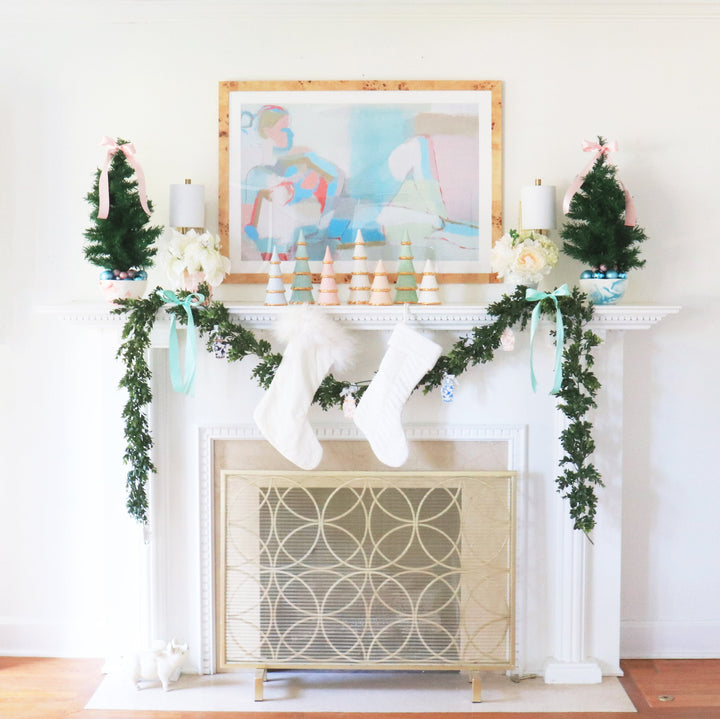 Sea Glass Tiered Christmas Trees with 22K Gold Brushstroke Accent