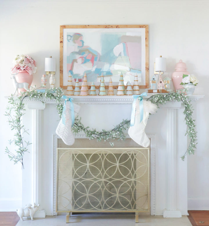 Sea Glass Tiered Christmas Trees with 22K Gold Brushstroke Accent